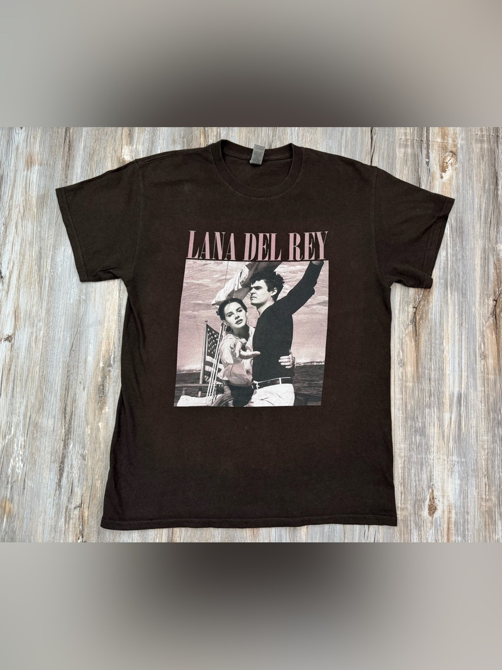 Lana Del Rey Album Art Logo Tee Size Large Brown T-Shirt Band Merch NF Rockwell